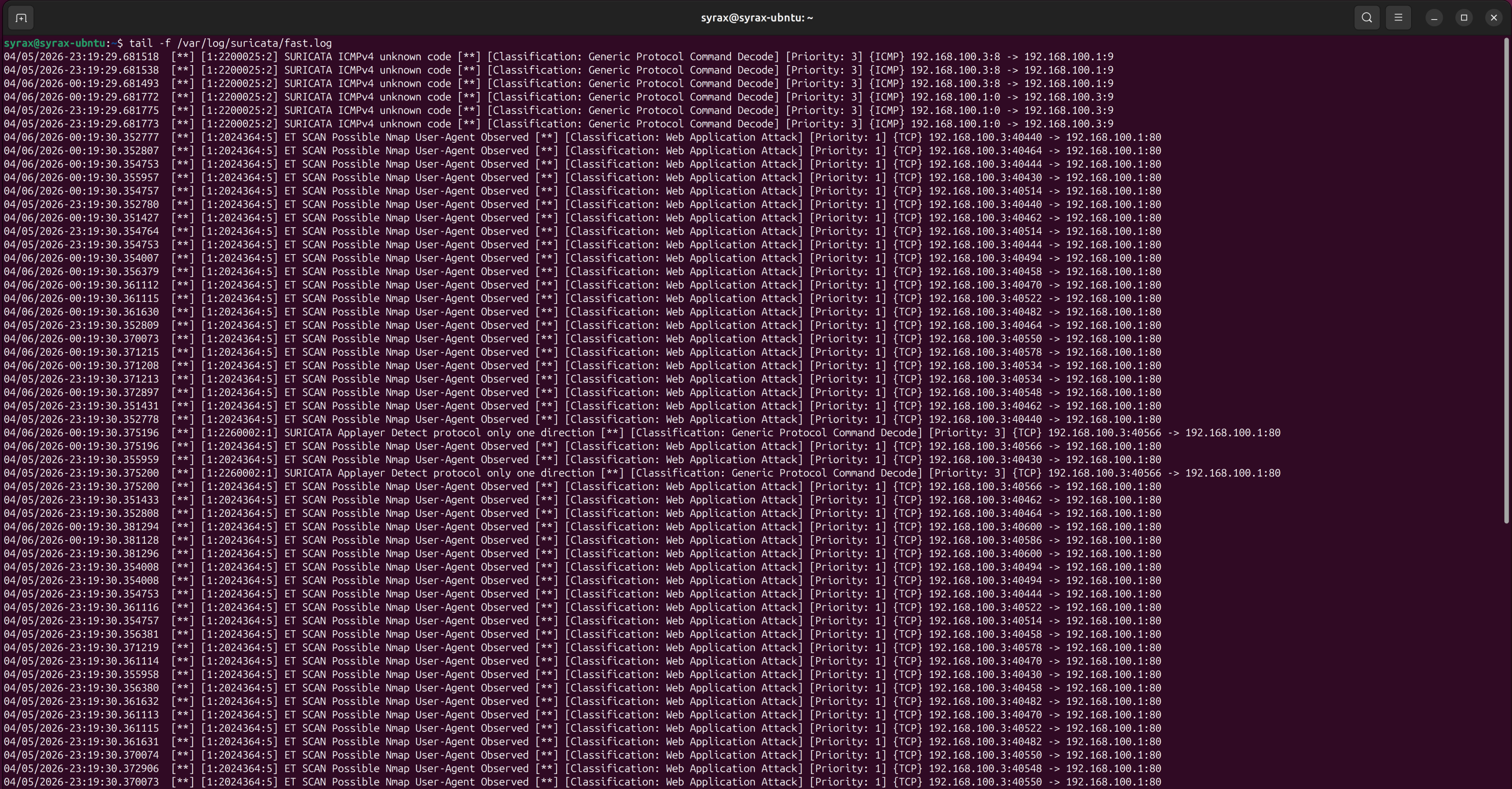 Suricata generating logs