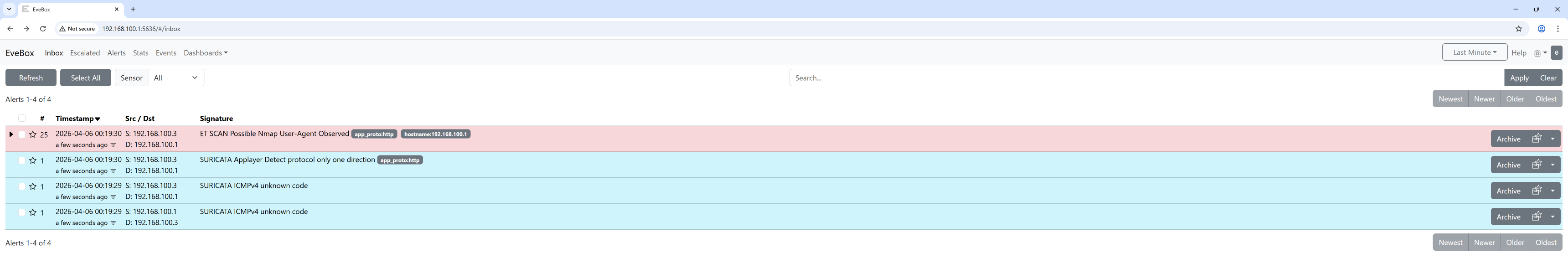 Evebox generating alerts