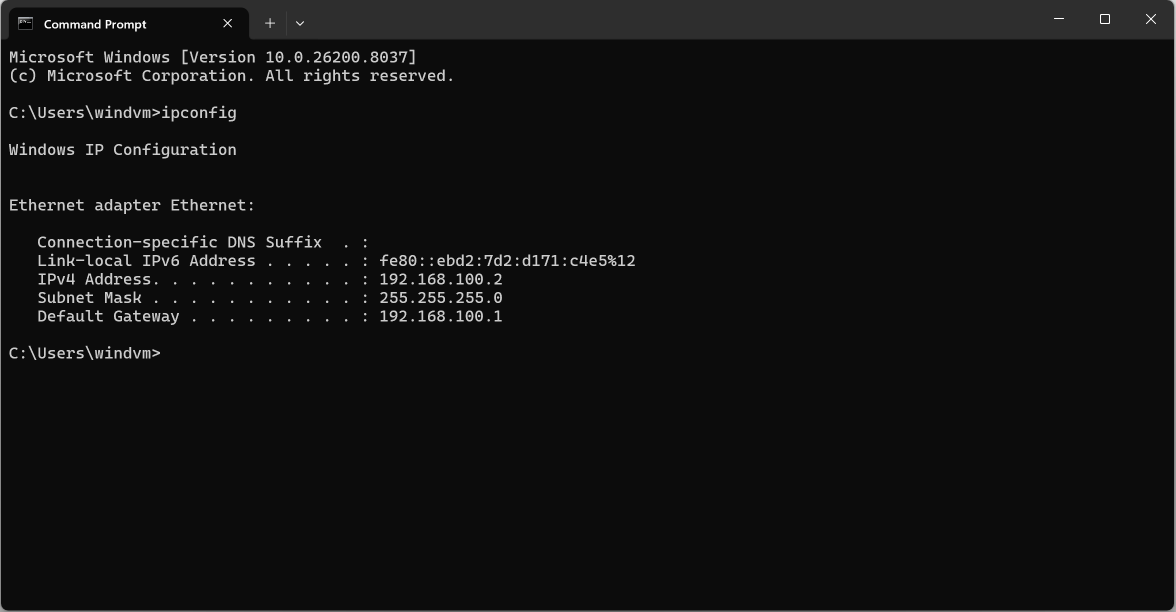 Windows virtual machine in lab environment